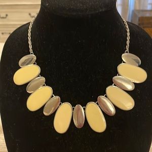 Beige Silver Tone Pendant Statement Pendant Necklace